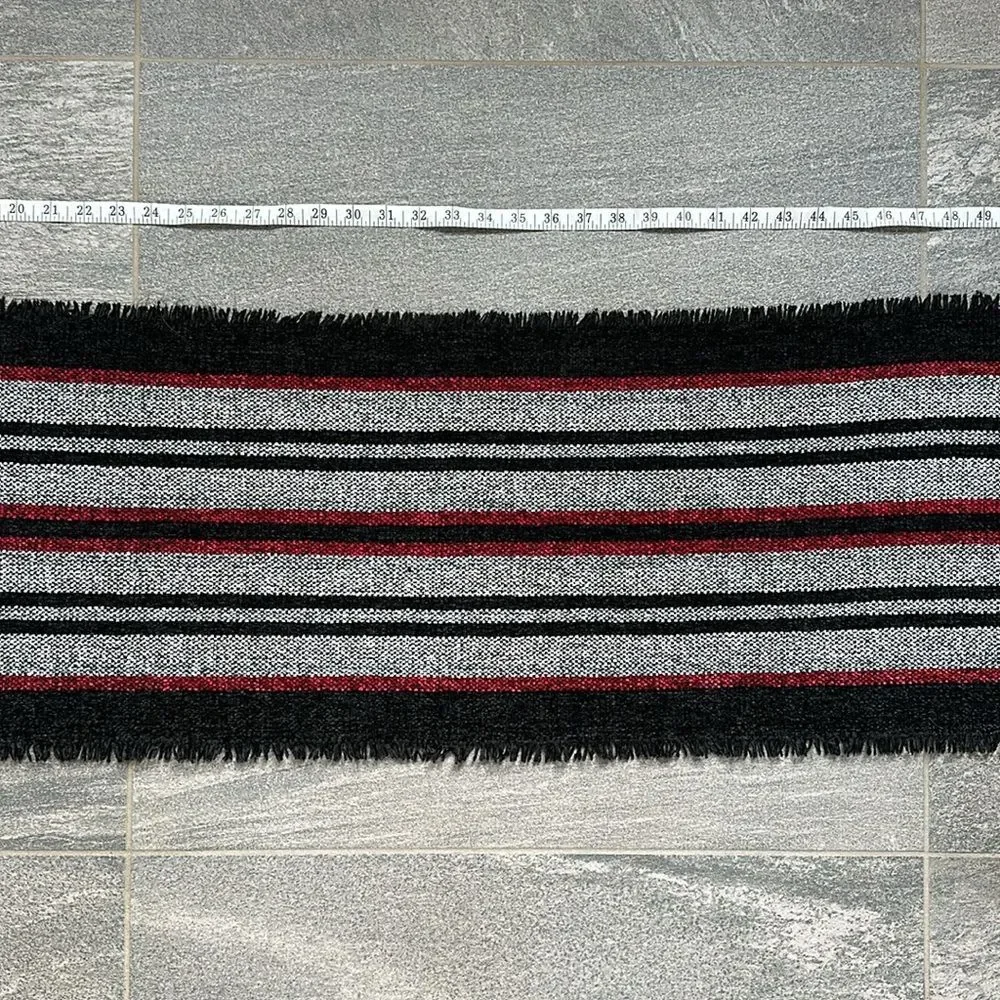 NWT Macy's x Style & Co Ultra-soft Fringe Scarf Black Red White Plaid Stripes
